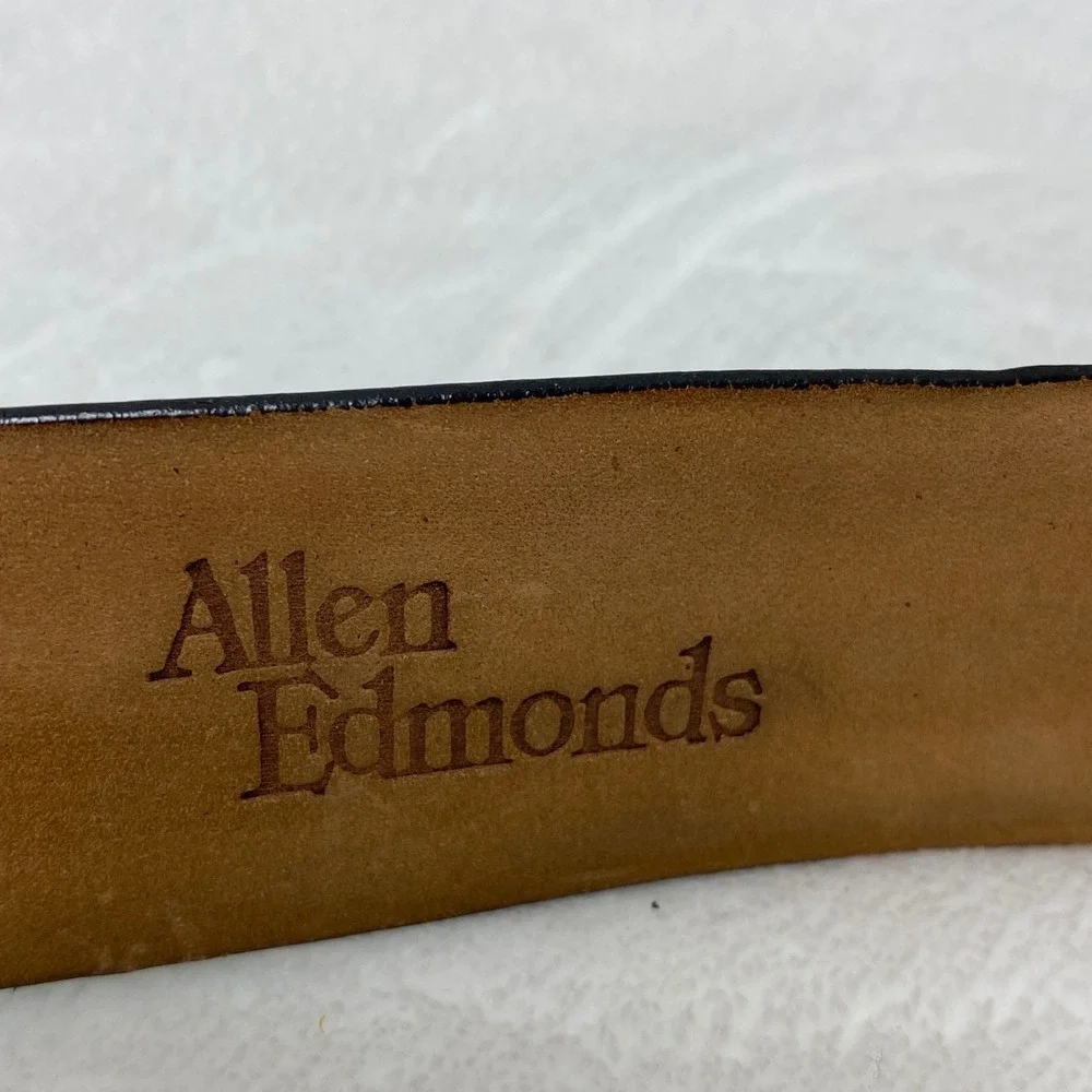 Allen Edmonds Mens Black Leather‎ Brogue Perforated Dress Belt 38 Very Good